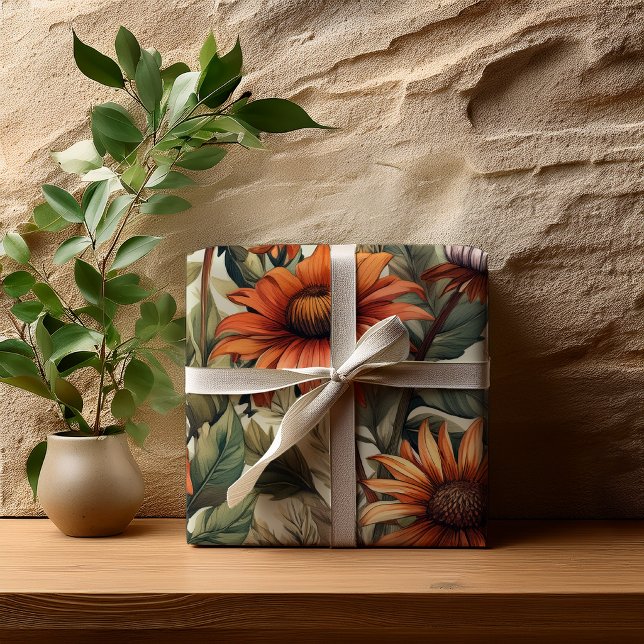 Papier Cadeau Sage Terracotta Botanical Floral Bridal Shower  (Sage Terracotta Botanical Floral Bridal Shower Wrapping Paper)