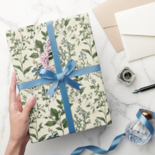 Papier Cadeau Sage Vert Cottagecore Botanique Anniversaire Lui E