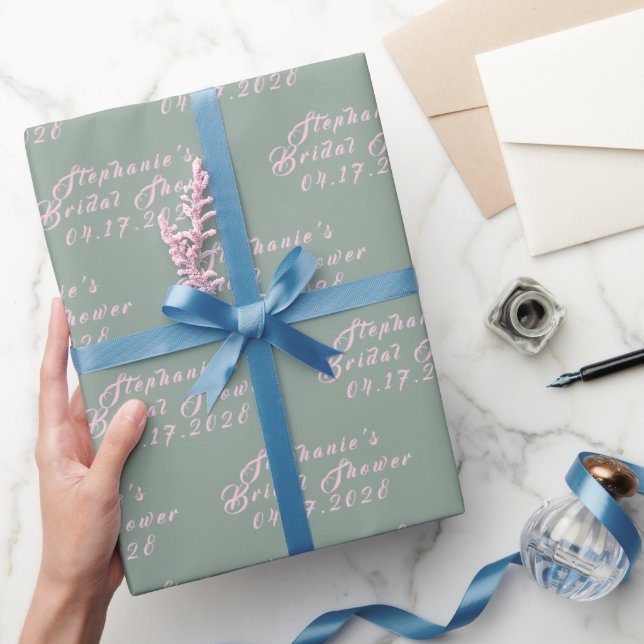 Papier Cadeau Sage Vert Moderne Mariée Enterrement de Vie de Jeu (Cadeaux)