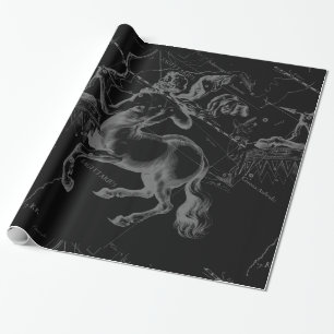 Papier Cadeau Sagittarius Constellation Hevelius Map on Black
