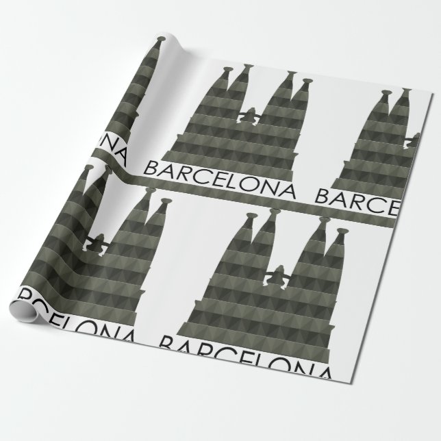 Papier Cadeau Sagrada Familia Barcelona Skyline (Déroulé)