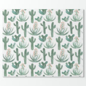 Papier Cadeau Saguaro Cactus et Plantes d'aloès du désert sur bl (Plat)