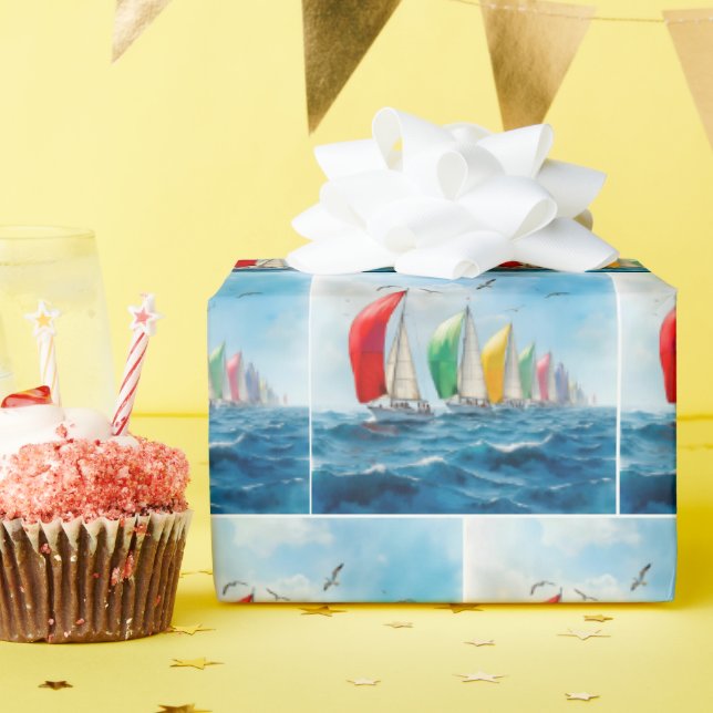 Papier Cadeau Sailboat Race On High Seas (Fête d'anniversaire)