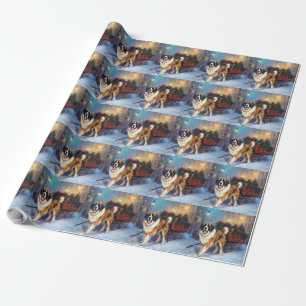 Papier Cadeau Saint Bernard Christmas Festive