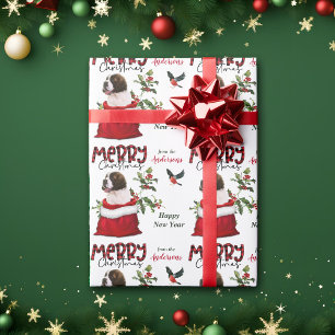 Papier Cadeau Saint Bernard Puppy Chien cadeau de Noël