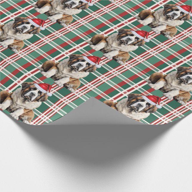 Papier Cadeau Saint Bernard Santa Chien Plaid Noël (Coin)