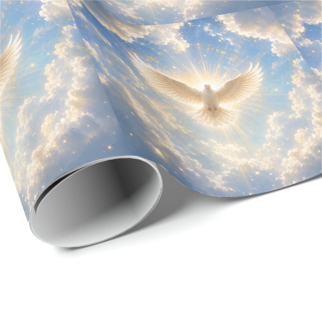 Papier Cadeau Saint-Esprit Colombe Céleste / Espiritu Santo (Coin rond)