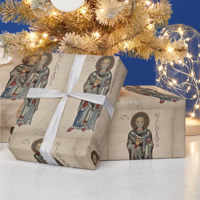 Papier Cadeau Saint Nick Saint Nicholas de Myra Motif Aquarelle (Vacances)