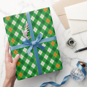 Papier Cadeau Saint-Patrick irlandais coloré argyle