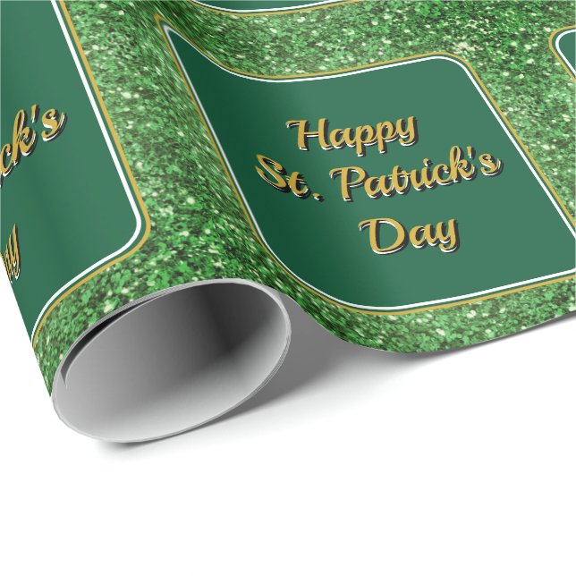 Papier Cadeau Saint Patrick’s day scintillant parties scintillan (Coin rond)