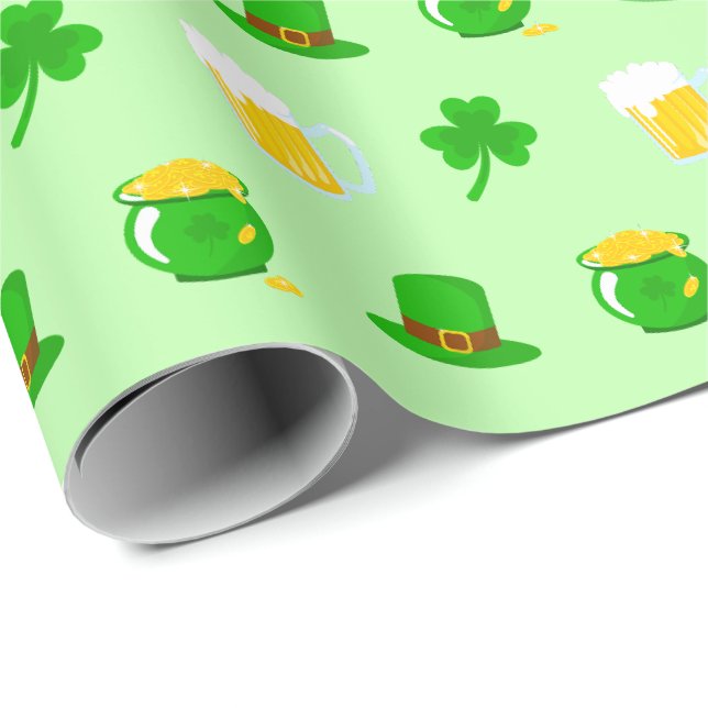 Papier Cadeau Saint Patrick's Day Shamrock Pot of Gold Celtic Kn (Coin rond)