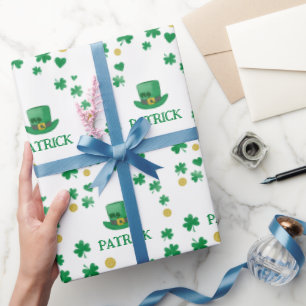 Papier Cadeau Saint Patricks Leprechaun Clover personnalisé