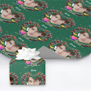 Papier Cadeau Saint Valentin avec oiseau canari