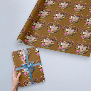 Papier Cadeau Saint Valentin avec oiseau canari