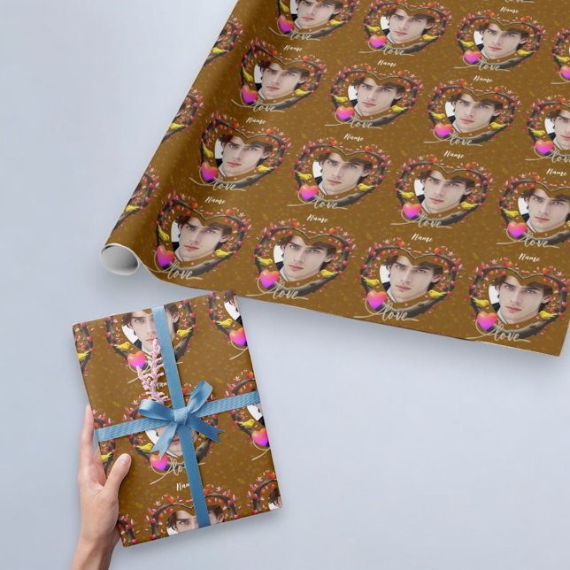 Papier Cadeau Saint Valentin avec oiseau canari (Créateur téléchargé)
