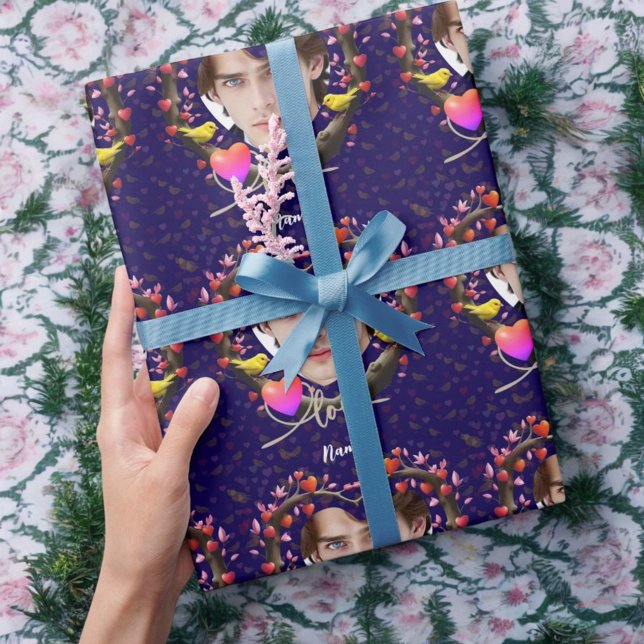 Papier Cadeau Saint Valentin avec oiseau canari (Créateur téléchargé)