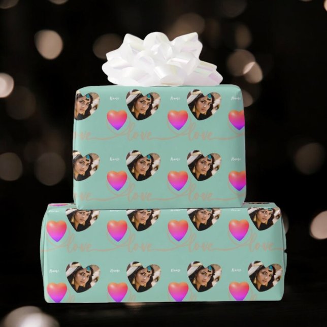 Papier Cadeau Saint Valentin avec oiseau canari (Créateur téléchargé)