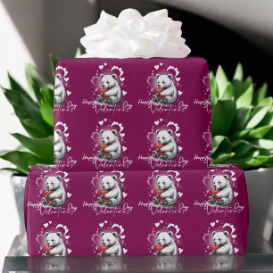 Papier Cadeau Saint-Valentin avec ours en peluche riche