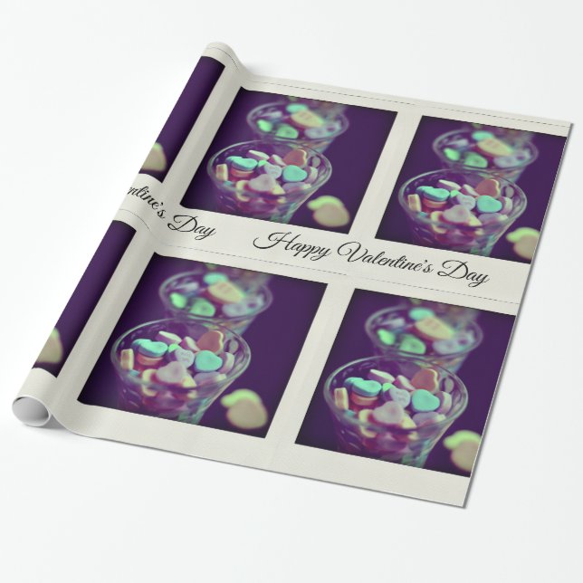 Papier Cadeau Saint Valentin Candy Hearts Film instantané (Déroulé)