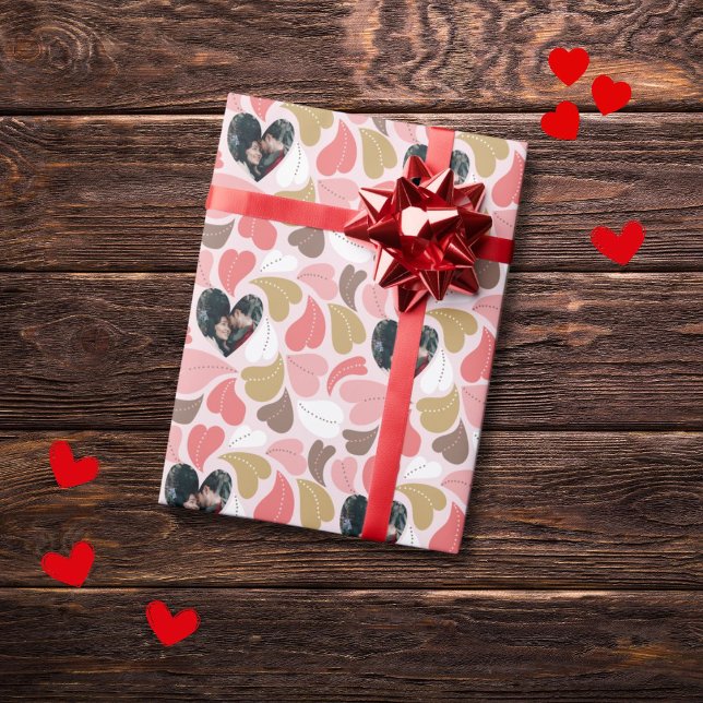 Papier Cadeau Saint Valentin coeur amour avec motif photo person (Créateur téléchargé)