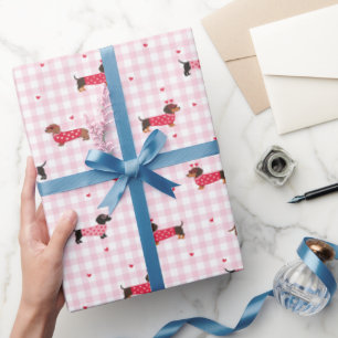 Papier Cadeau Saint-Valentin Cœur de Chien Dachshund