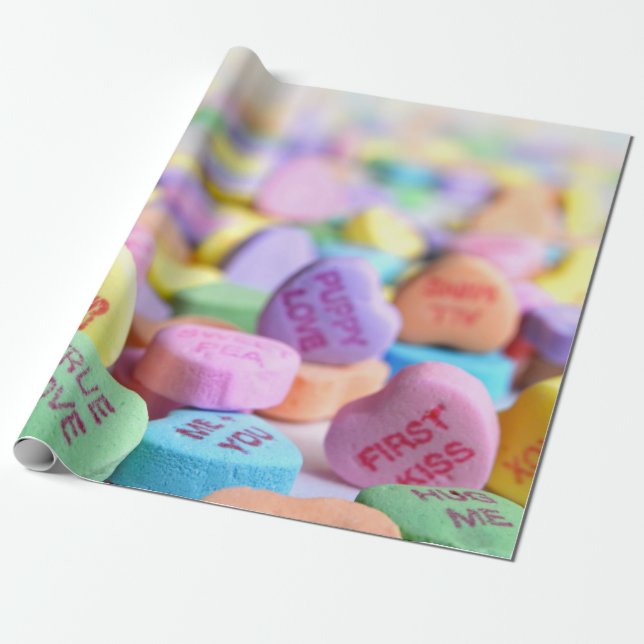 Papier Cadeau Saint Valentin Coeurs bonbons (Déroulé)