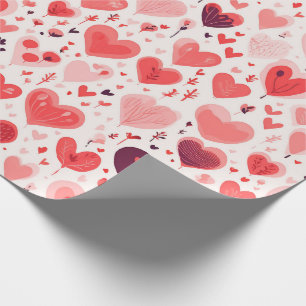 Papier Cadeau Saint Valentin Coeurs rouge et rose