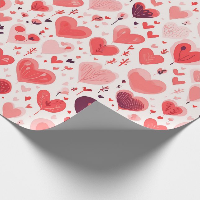 Papier Cadeau Saint Valentin Coeurs rouge et rose (Coin)