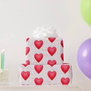 Papier Cadeau Saint Valentin Coeurs rouges fantaisistes