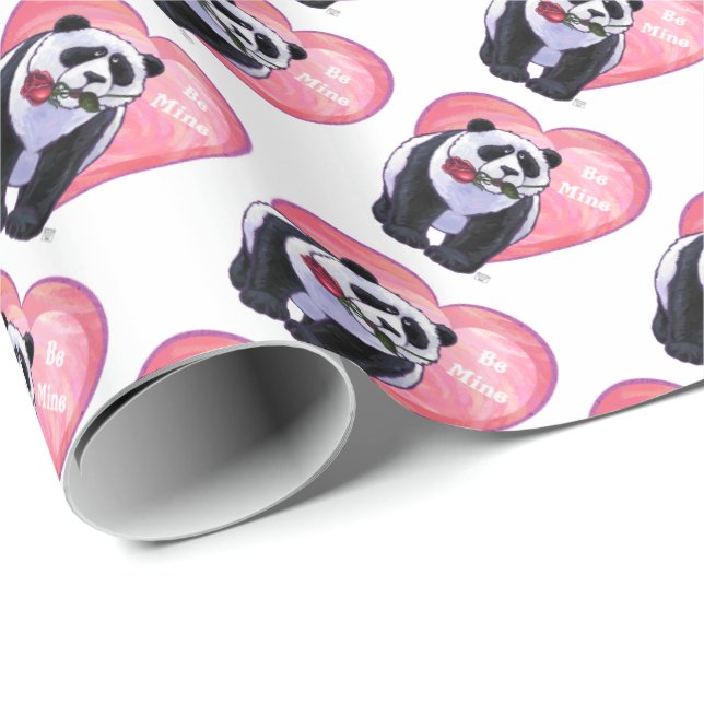 Papier Cadeau Saint-Valentin d'ours panda (Coin rond)