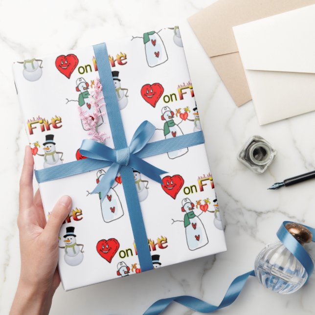 Papier Cadeau Saint-Valentin Envelopper le papier Coeur Feu de n (Cadeaux)