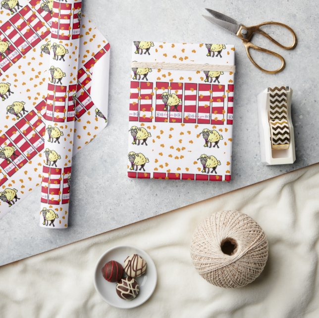 Papier Cadeau Saint-Valentin Envelopper le papier Coeurs moutons (Artisanat)