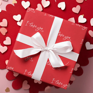 Papier Cadeau Saint Valentin Je t'aime Script