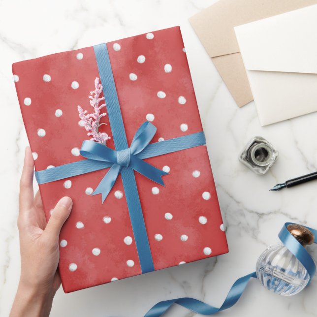 Papier Cadeau Saint-Valentin points rouges blancs (Cadeaux)