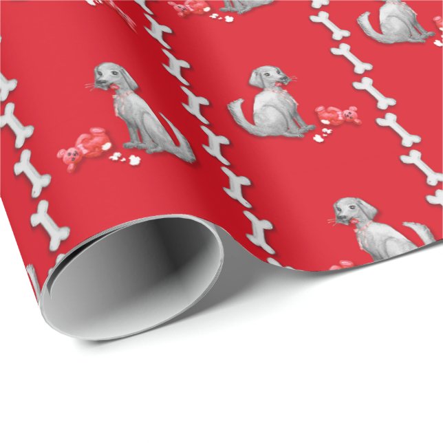 Papier cadeau Saint-Valentin pour chien malicieux (Coin rond)