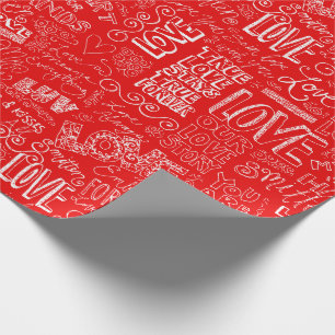 Papier Cadeau Saint-Valentin Rouge Blanc Vrai Parole d'amour Art