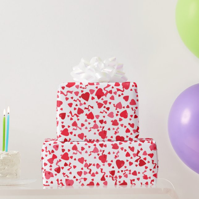 Papier Cadeau Saint Valentin Rouge Motif des Coeurs Confetti (Cadeaux de fête)
