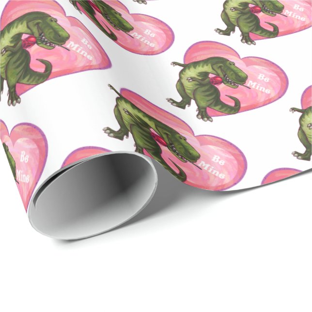 Papier Cadeau Saint Valentin Tyrannosaurus (Coin rond)