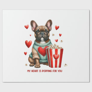 Papier Cadeau Saint Valentines Bulldog français