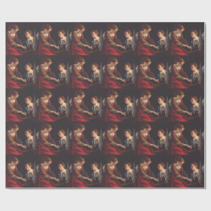 Papier Cadeau Sainte Cécile et un ange par Orazio Gentileschi