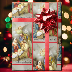 Papier Cadeau Sainte Famille de la Nativité Ajoutez Votre Texte 