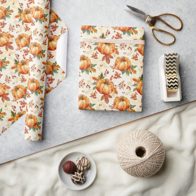 Papier Cadeau Saison des citrouilles d'automne (Artisanat)