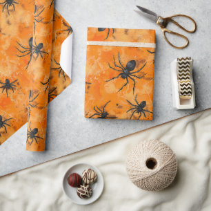 Papier Cadeau Saison Éffrayante des araignées d'Halloween gothiq