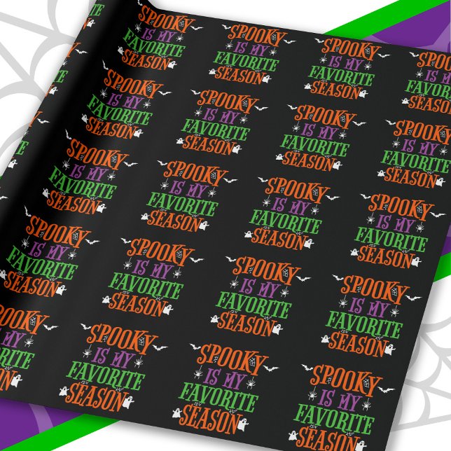 Papier Cadeau Saison éffrayante Fantômes Bats Araignées Hallowee (Créateur téléchargé)