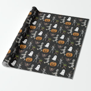 Papier Cadeau Saison éffrayante Halloween Ghost et Motif Citroui