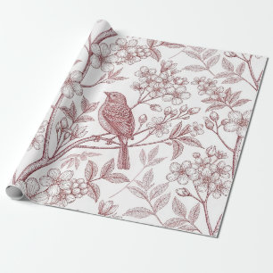 Papier Cadeau Sakura Fleur de Cerisier Vintage & Oiseau Esthéti