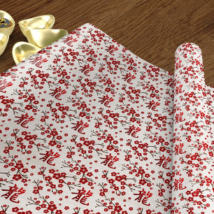 Papier Cadeau Sakura Tree Blossom et Symbole du dragon