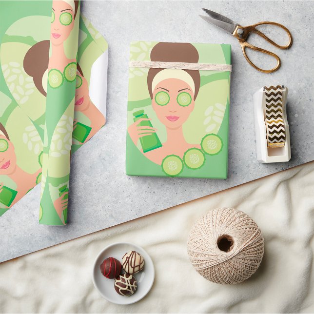 Papier Cadeau Salon de beauté facial Spa au concombre (Créateur téléchargé)