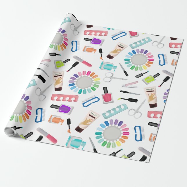 Papier Cadeau Salon de beauté Manucure Pédicure Ongles  (Déroulé)