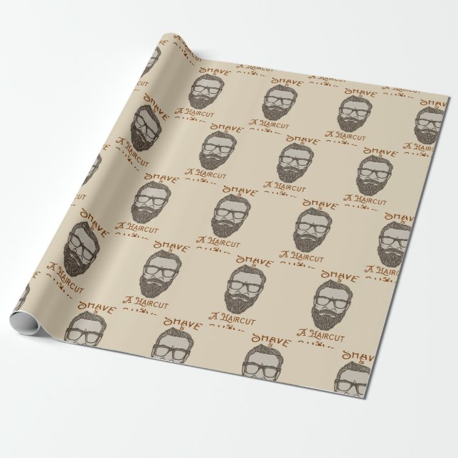Papier Cadeau Salon de coiffure rétro graphique de barbier Shave (Déroulé)